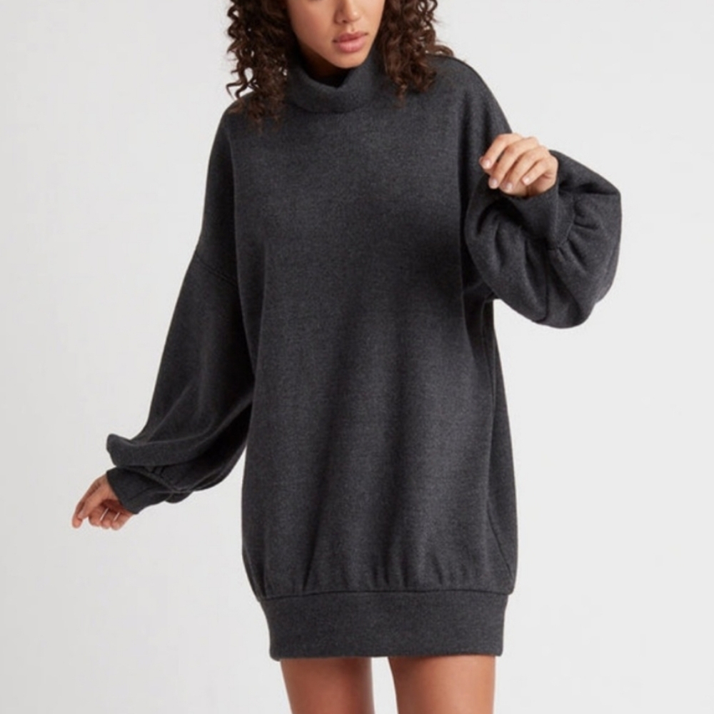 Choosy Black Turtleneck Oversized Balloon Sleeve Cozy Boyfriend Sweater Size S